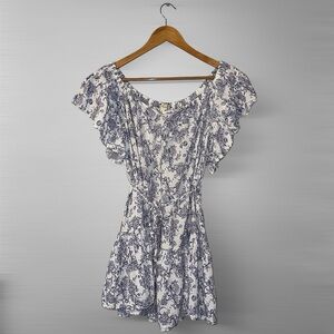 Cynthia Rowley Blue and White Floral Mini Dress Small